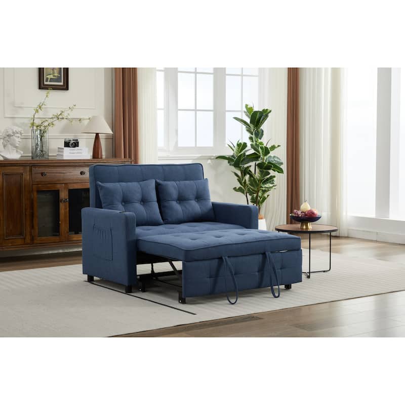 Pull-Out Sofa Bed Daybed, Lounge Chaise Loveseat with Adjustable Backrest, Convertible Sleeper Sofa with USB Charging
