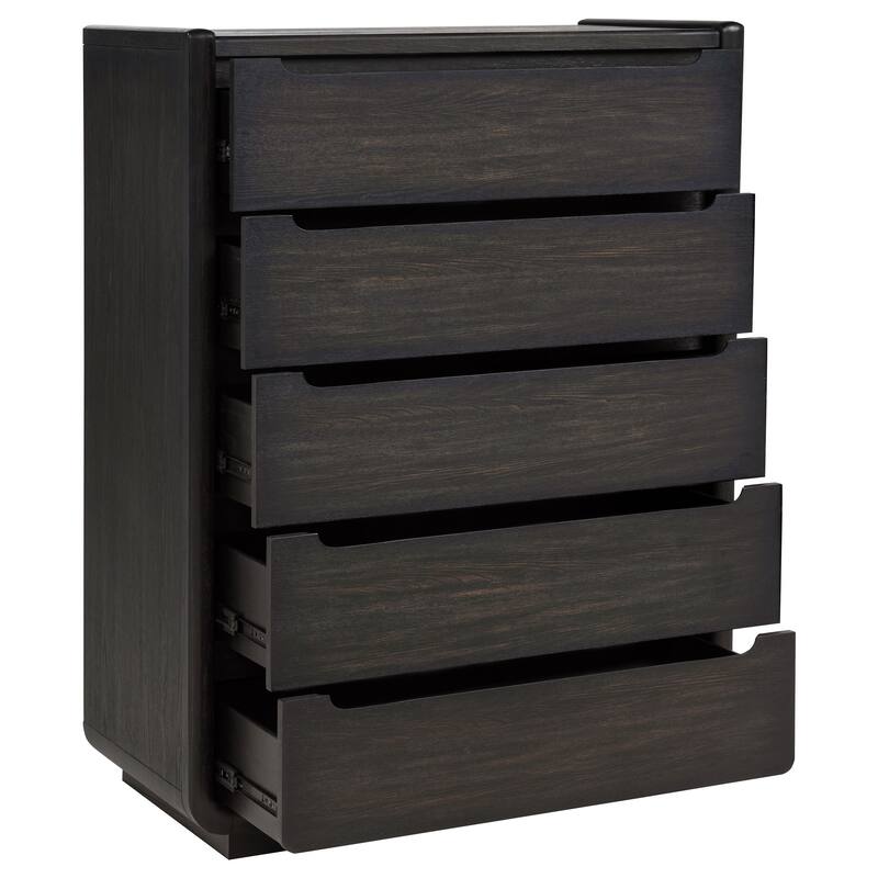 Leandro 5-drawer Bedroom Chest of Drawers Burnished Black