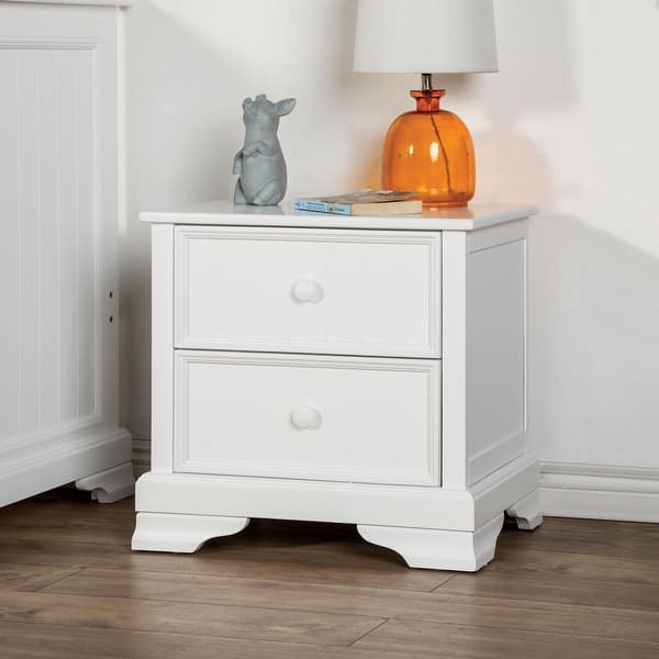 slide 2 of 7, Furniture of America Gertie Modern White Rubberwood 2-Drawer Nightstand White