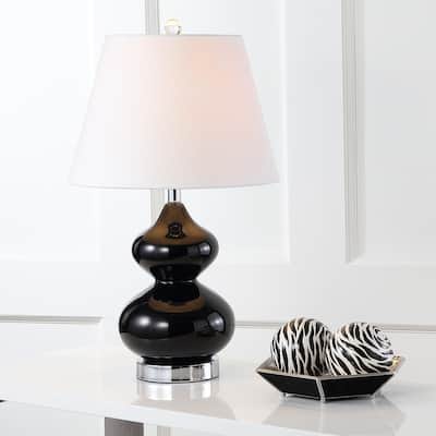 SAFAVIEH Lighting 24-inch Eva Double Gourd Glass Black Table Lamp (Set of 2) - 14"x14"x24"