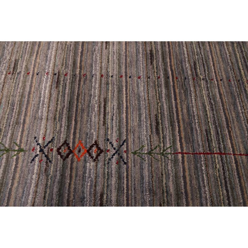 ECARPETGALLERY Hand Loomed Kashkuli Gabbeh Grey Wool Rug - 5'0 x 7'10