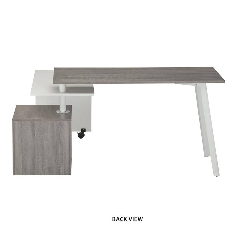 Rotating L-Shape Desk - Modern Computer Workstation, Multi-Positional, Alloy Steel Frame, Grey Finish