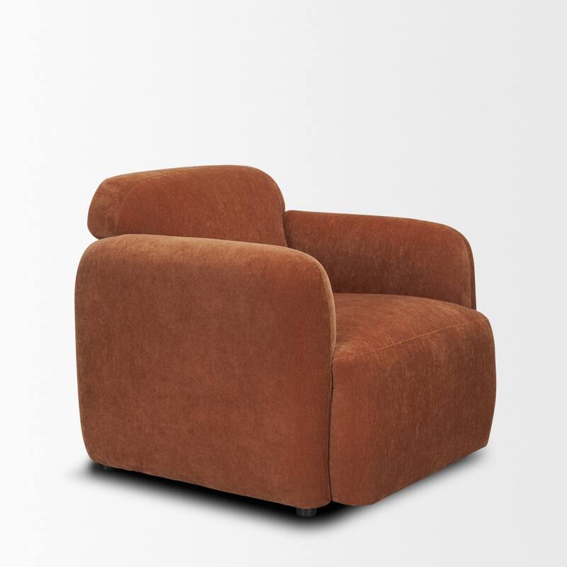 Saga Stonewashed Rust Chenille Fabric Upholstered Chair - 38.5L x 37.5W x 33.0H