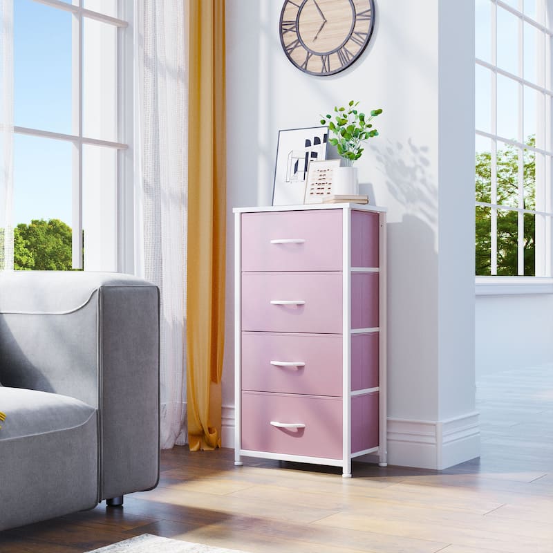 Modern Wide Dresser Storage Tower with 4 Drawers - Pink