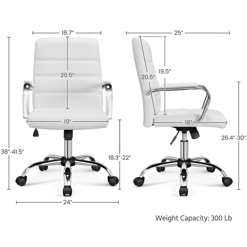 Yaheetech Adjustable Mid-Back Faux Leather Swivel Office Chair