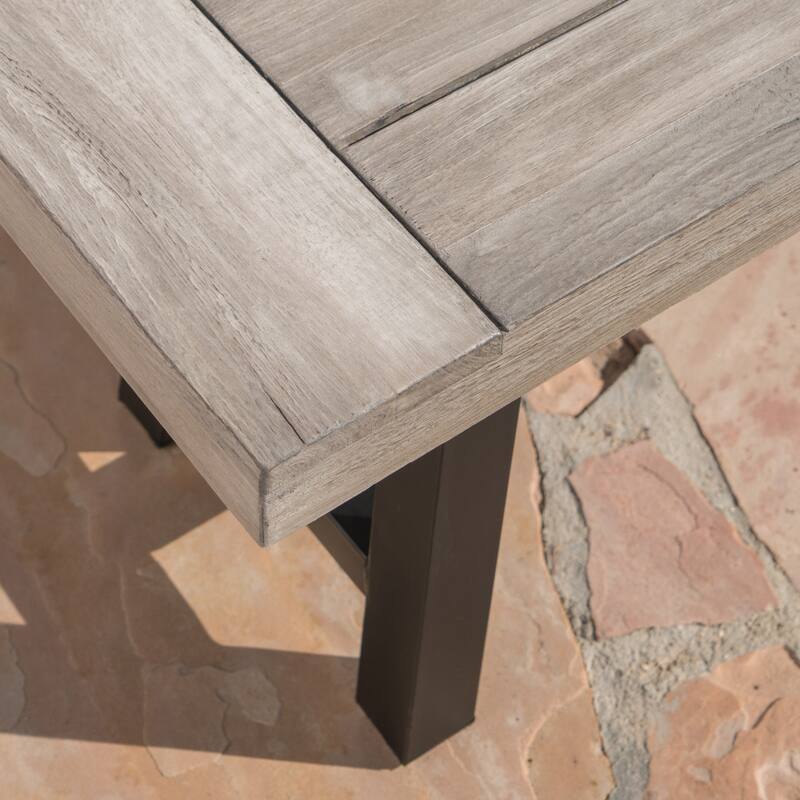 Patio Garden Bench -  Weatherproof Outdoor Seating | Carved Detailing|Grey+Black