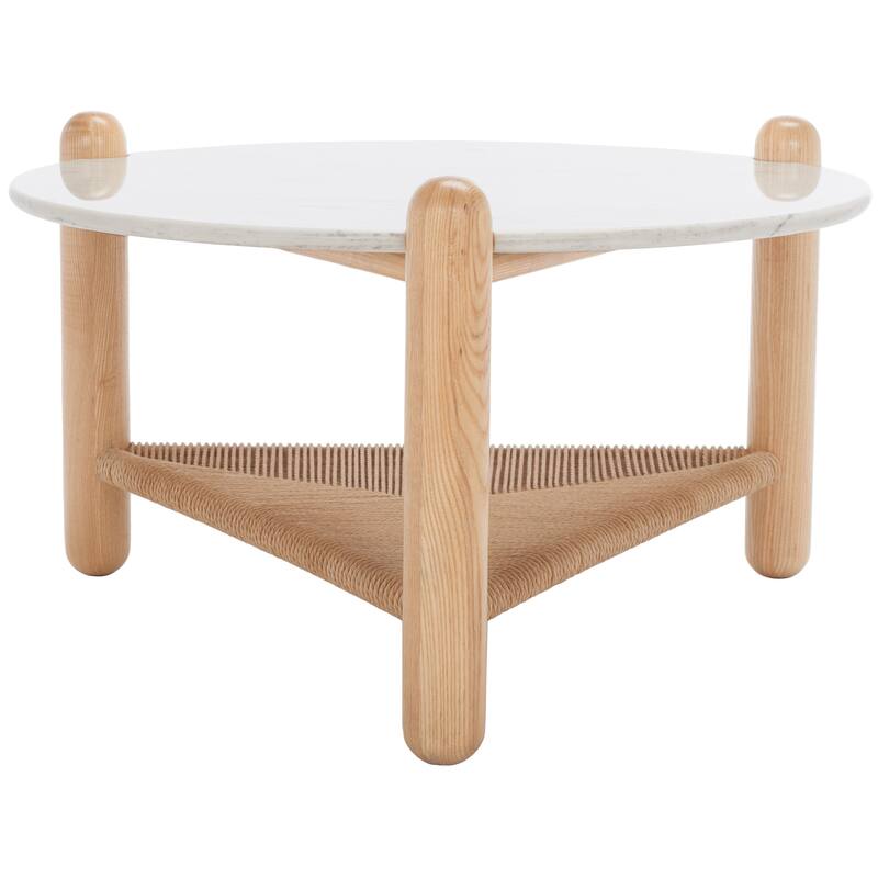 SAFAVIEH Couture Kaili Tropical Coastal Woven Shelf Coffee Table - 30 In. W x 30 In. D x 18 In. H - 30"W x 30"D x 18"H