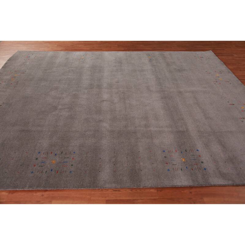 Tribal Gabbeh Area Rug Hand-Knotted Oriental Wool Carpet - 8'1" x 9'11"