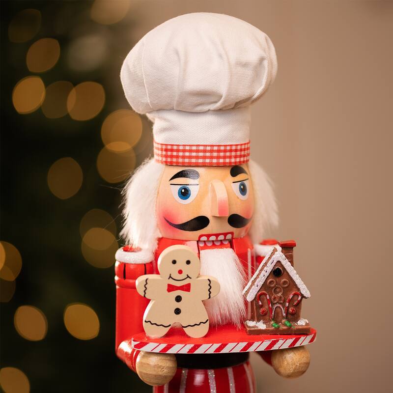 Gingerbread Chef Wooden Christmas Nutcracker - 15"