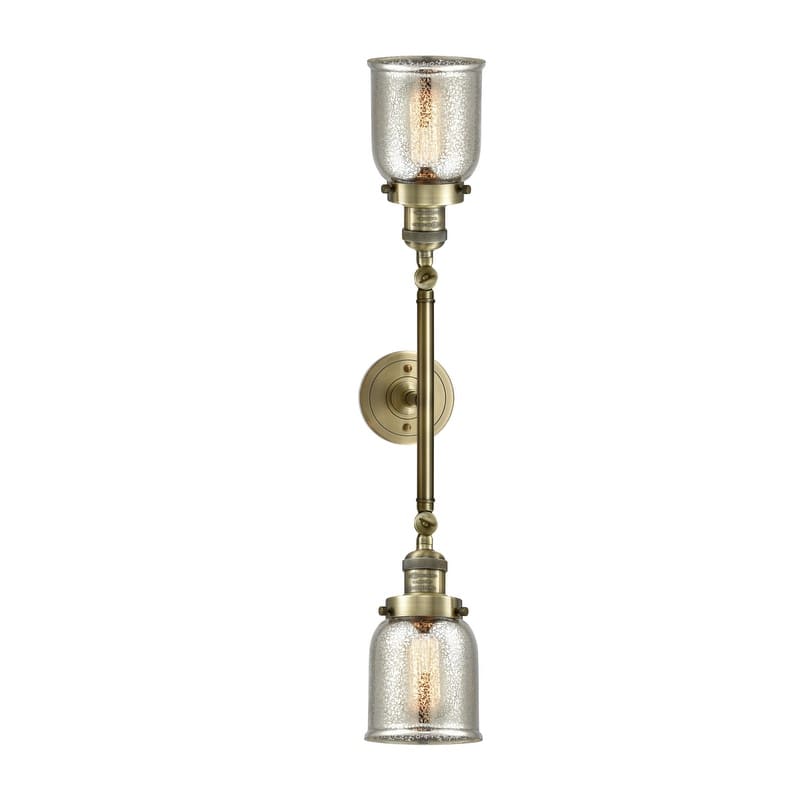 Innovations Lighting Small Bell 2 Light 23" Wide Bathroom Vanity Light - Antique Brass / Silver Plated Mercury