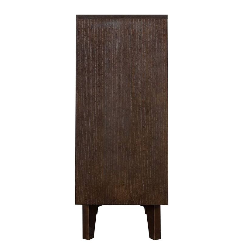 Modern Auburn Solid Wood Dresser Chest of Drawers with Retro Round Handle