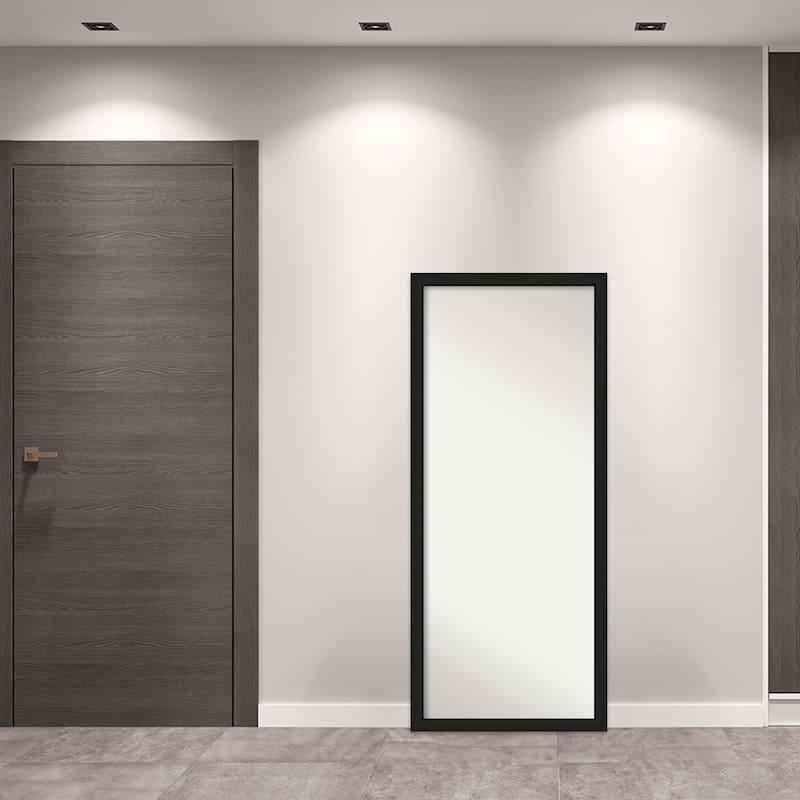 Midnight Black Narrow Non-Beveled Wood Framed Full-Length Floor Leaner Mirror - Midnight Black Narrow - Glass Size 24x60