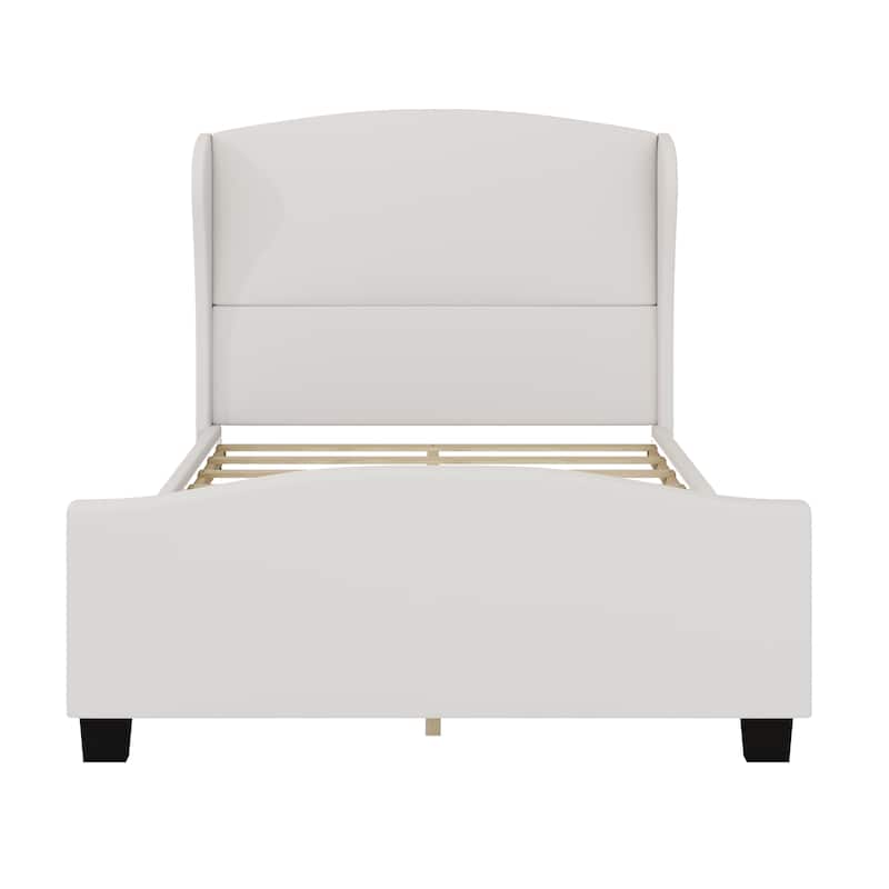 Full/Queen/King Upholstered Platform Bed Frame with 51" Wingback Headboard, Solid Wood Legs & Linen Fabric, No Box Spring Needed