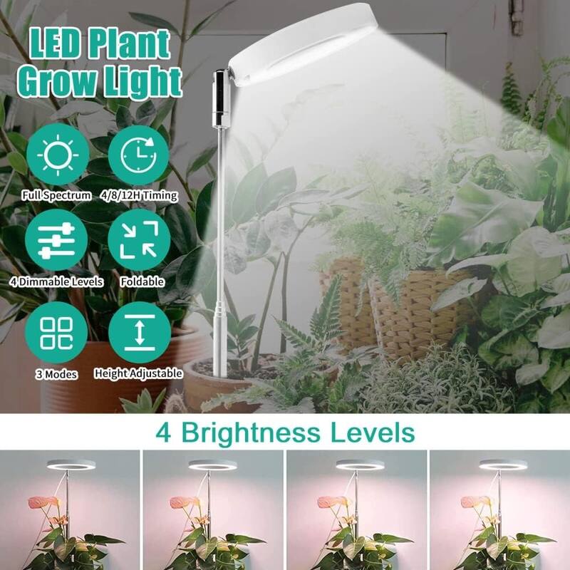 3.5in LED Retractable Full Spectrum Timed Plant Grow Light, 5W White