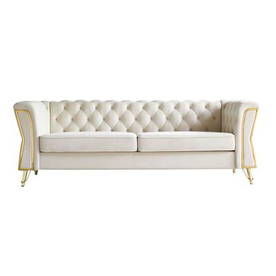 Modern Comfortable Tufted Velvet Sofa 87.4 inch for Living Room and Bedroom
