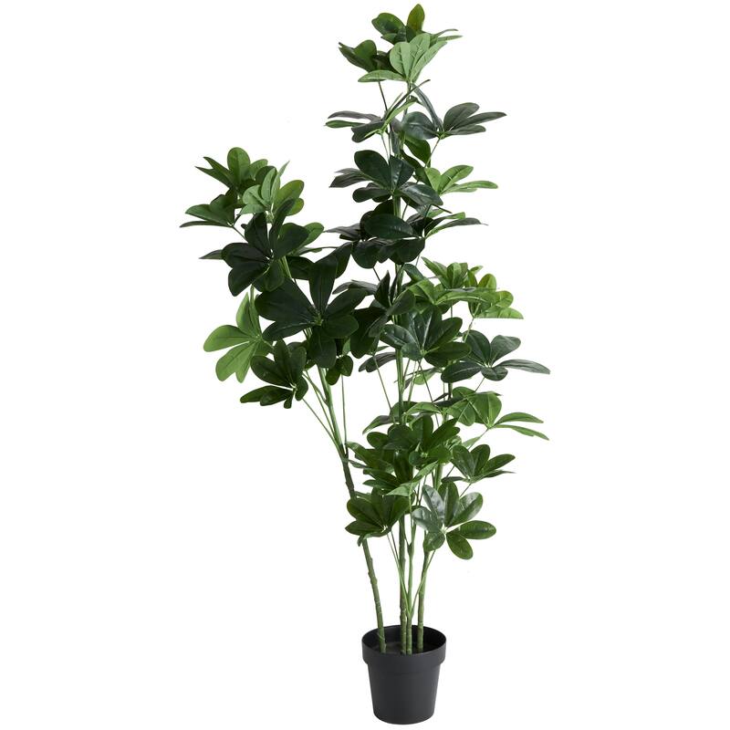 Faux Foliage Money Tree Tall Artificial Tree with Black Pot - Green - Roche River Decor - 24"W x 30"L x 63"H