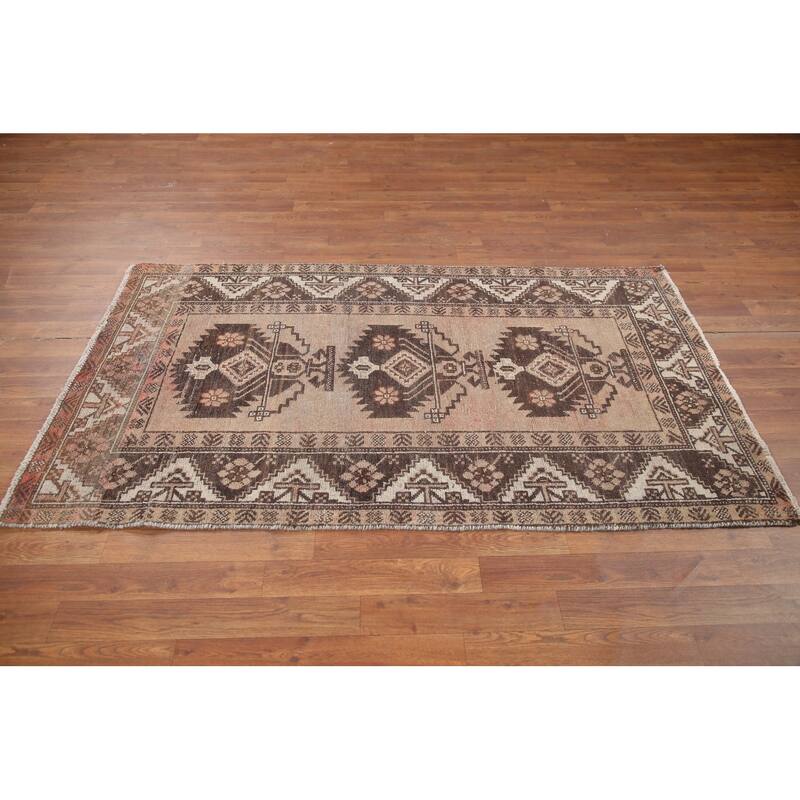 Hand Knotted Oriental 100% Wool Carpet Traditional Tribal Brown Balouch Area Rug - 5' 11'' X 3' 5''
