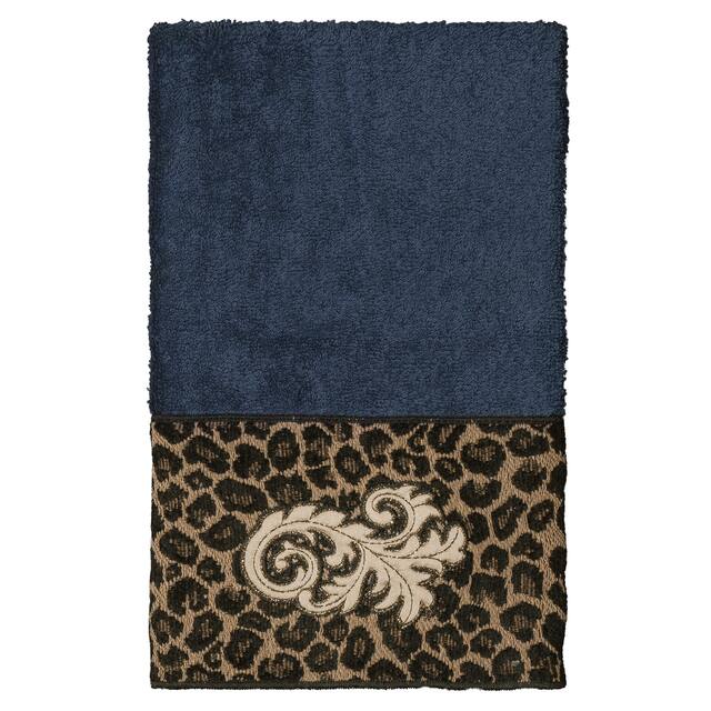 Authentic Hotel and Spa 100% Turkish Cotton April Embellished Hand Towel - Midnight Blue