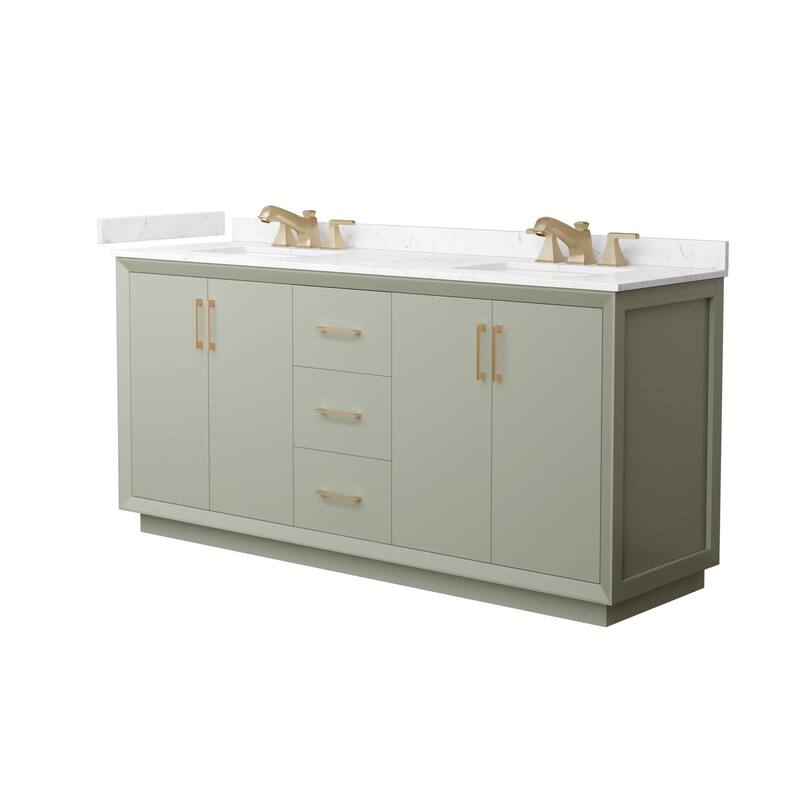 Wyndham Collection WCF4141-72D-VCA-US3MXX Strada 72" Free Standing - Light Green / Carrara Cultured Marble Top / Satin