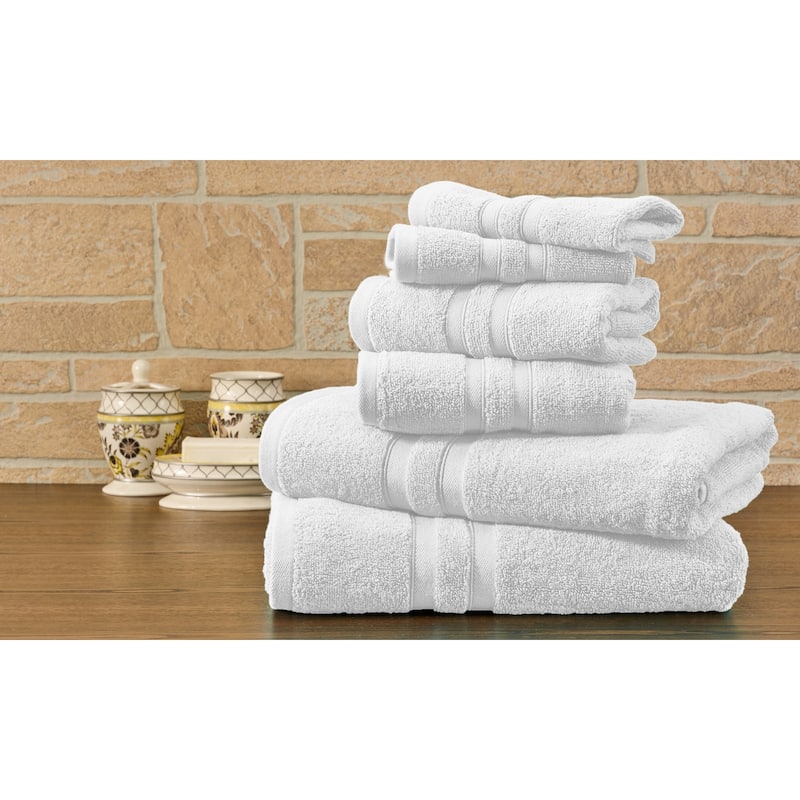 Bibb Home 6 Piece Egyptian Cotton Towel Set - Solid White