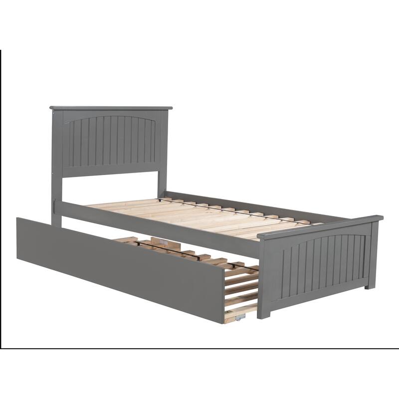 Platform Bed Twin Size Grey Cottage Style - Trundle & Storage Option for Bedroom
