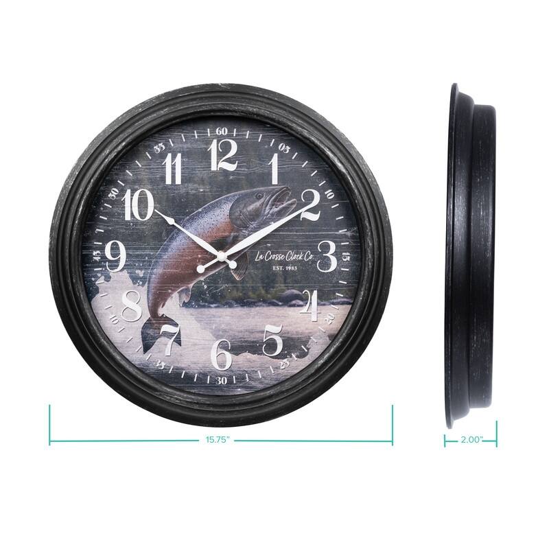 La Crosse Clock 433-3841S 15.75" Outdoor River Run Salmon Quartz Clock