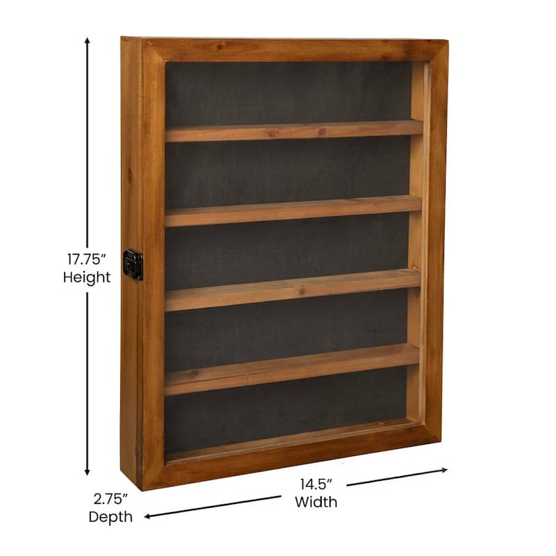 Wooden Medals Display Case with Removable Shelves