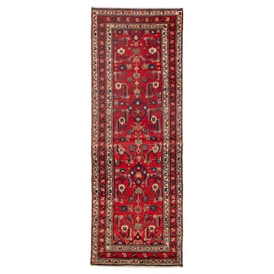 ECARPETGALLERY Hand-knotted Andelz Red Wool Rug - 3'3 x 9'6