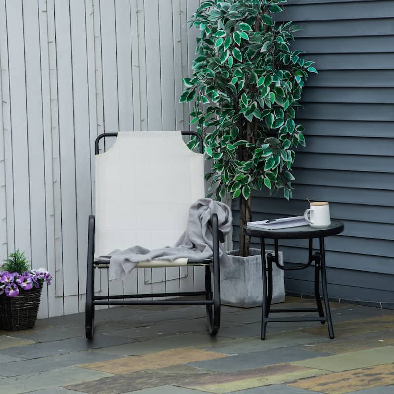 Outsunny Garden Rocking Chair, Outdoor Indoor Sling Fabric Rocker for Patio, Balcony, Porch
