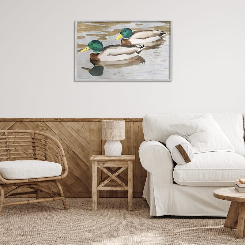 Stupell Mallard Ducks Pair Framed Giclee Art Design By Stephanie Fielden