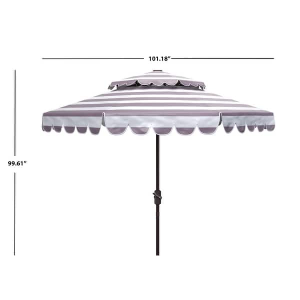 dimension image slide 2 of 3, SAFAVIEH Outdoor Living Vienna 9Ft Round Double Top Crank Umbrella