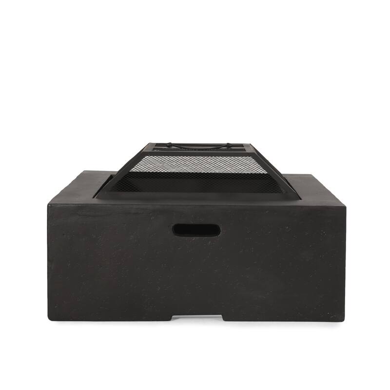 29 in. W x 17.2 in. H Square Wood Burning Outdoor Fire Pit in Dark Gray