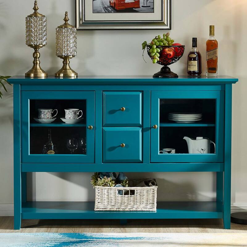 52" Modern Sideboard Storage with Adjustable Shelves, Sideboard Buffet Cabinet with 2 Doors, Credenzas