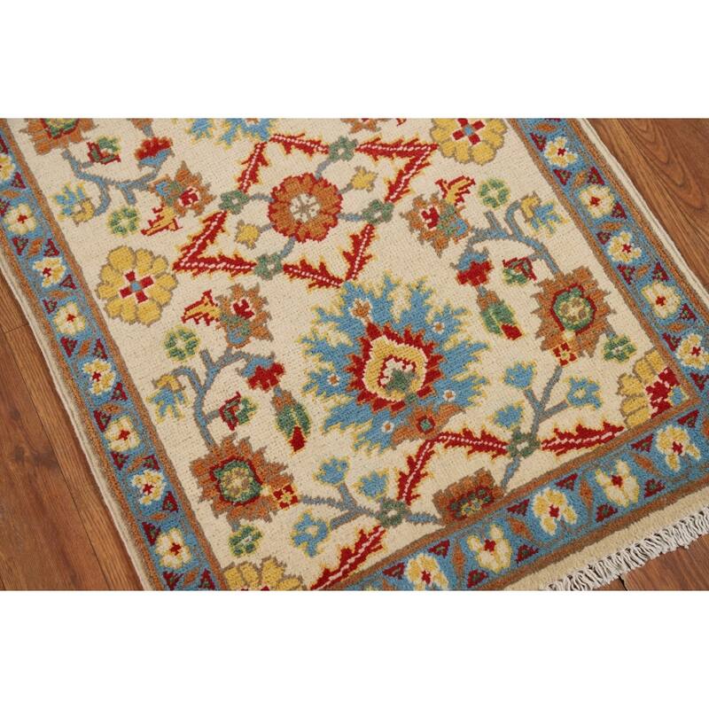 Floral Kazak Oriental Foyer Rug Traditional Hand-Knotted Wool Carpet - 2'0" x 3'0"
