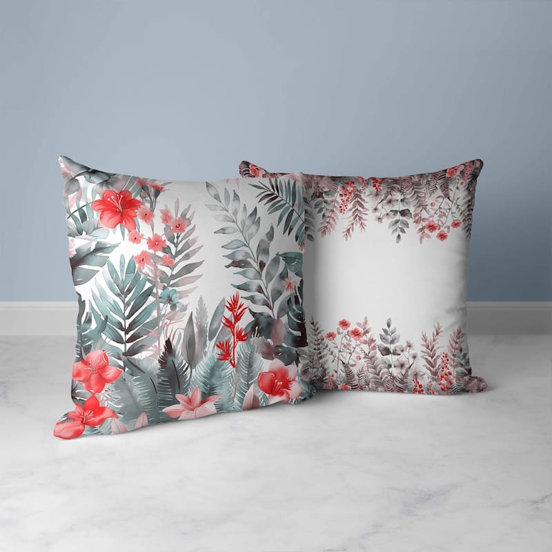 Rainforest Dream Faux Suede Reversible Throw Pillow Green and Pink