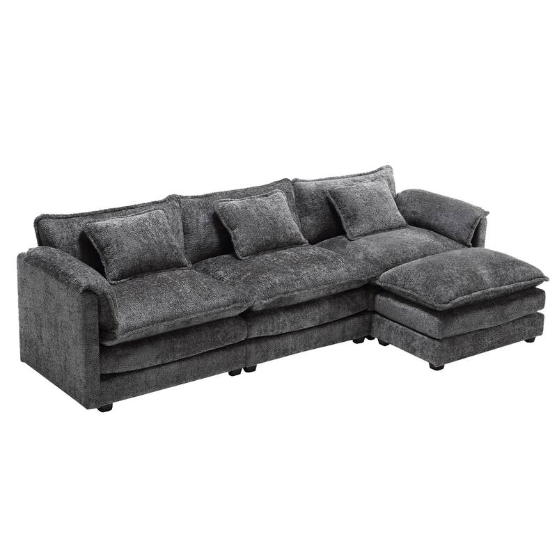Chenille Fabric L-Shape Comfy Oversized three-seat Modular Sectional Sofa