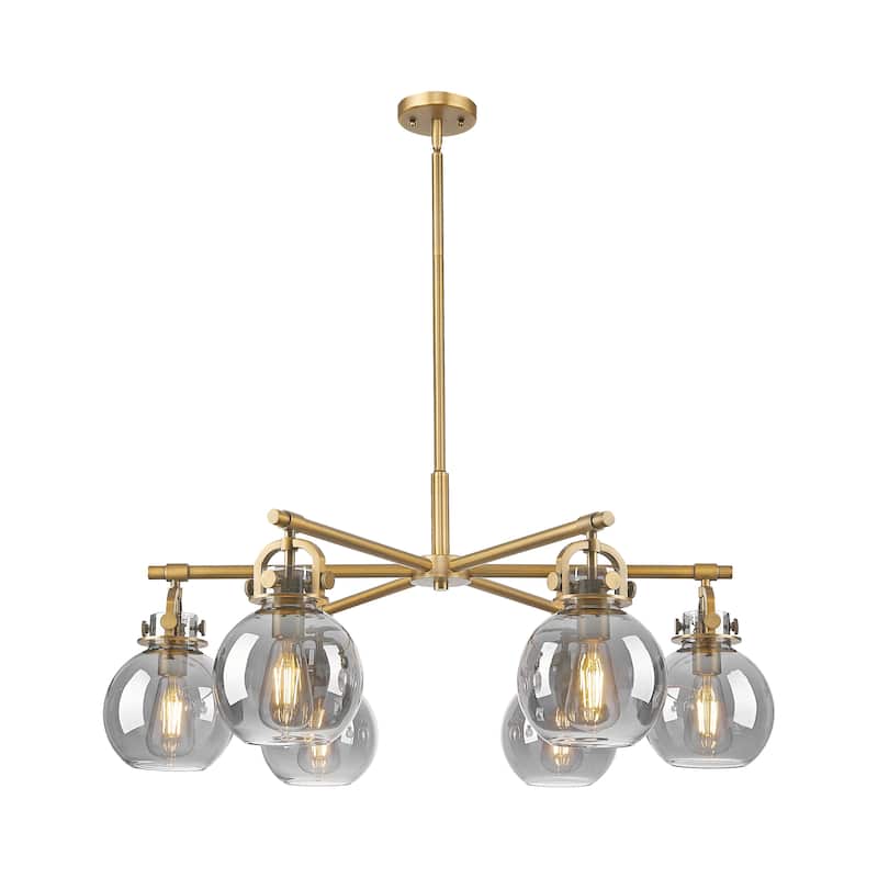 Innovations Lighting Downtown Urban - Newton Sphere - 6 Light 26" Stem Hung Arched-Frame Chandelier