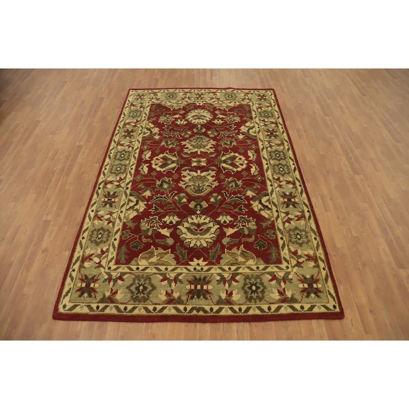 Red Floral Indian Area Rug 6x10 - 9' 10'' X 6' 5''