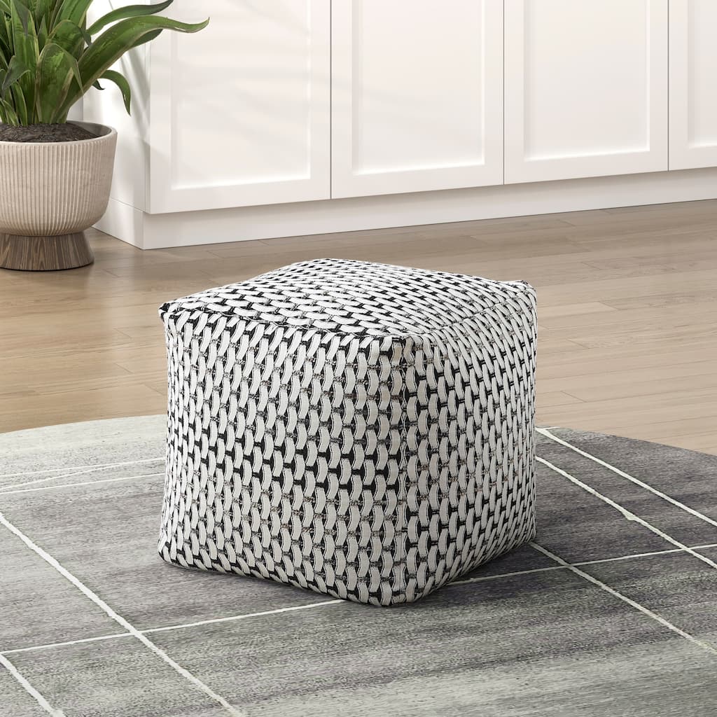 Square Pouf Jacquard Fabric Upholstery Modern Ottoman, Footstool, Non-Slip Floor Pouf, Bean Bag Chair, 1pc Sitting Pouf