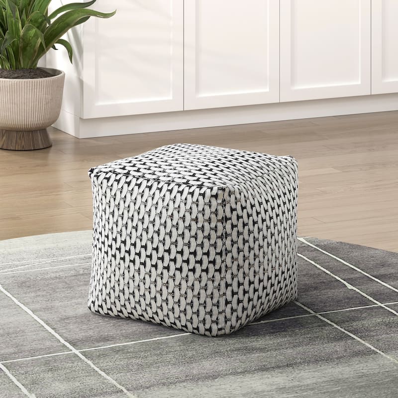 Square Pouf Plush Off Corduroy Fabric Upholstery Modern Ottoman, Footstool, NonSlip Floor Pouf, Bean Bag Chair, 1pc Sitting Pouf