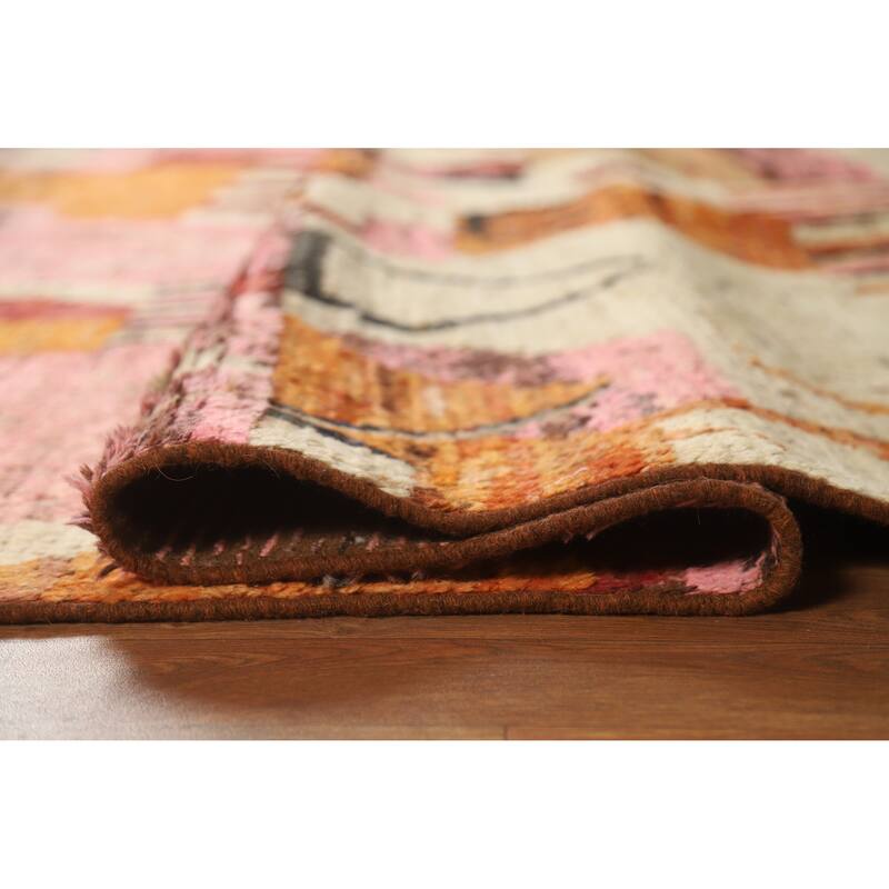 Abstract Geometric Moroccan Oriental Area Rug Handmade Wool Carpet - 6'6" x 9'9"