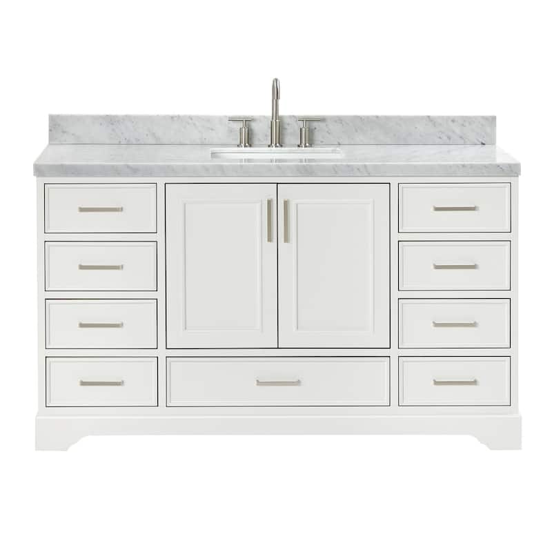 Ariel M061SCWRVO Stafford 61" Free Standing Single Basin Vanity Set - White - Colored