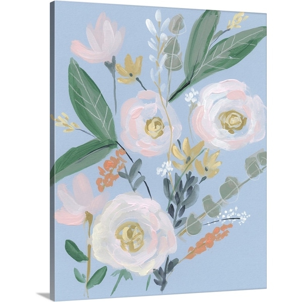 "Spring Bouquet on Blue II" Canvas Wall Art