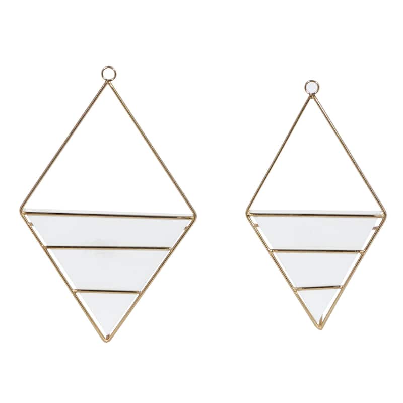 Metal Geometric Indoor Outdoor Triangle Wall Planter - Set of 2 White - CosmoLiving by Cosmopolitan - 6"W x 8"L x 13"H