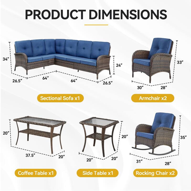Outdoor Sectional Sofa with Cushion Funiture Set