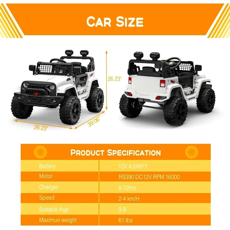 12V Ride on Truck Car with Remote Control and LED Lights