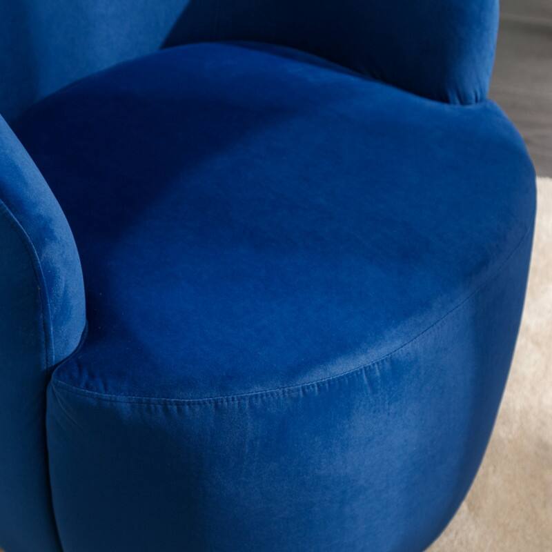 Velvet Fabric Swivel Accent Barrel Chair With Powder Coating Metal Ring