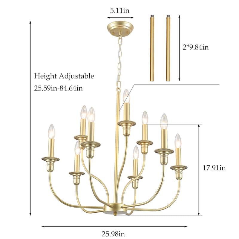 9-Light Candlestick Farmhouse Chandelier for Bedroom Living Room Staircase