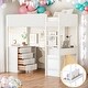 preview thumbnail 19 of 25, Twin Size Loft Bed Wood Bed With Storage Shelf,Drawers and Desk White