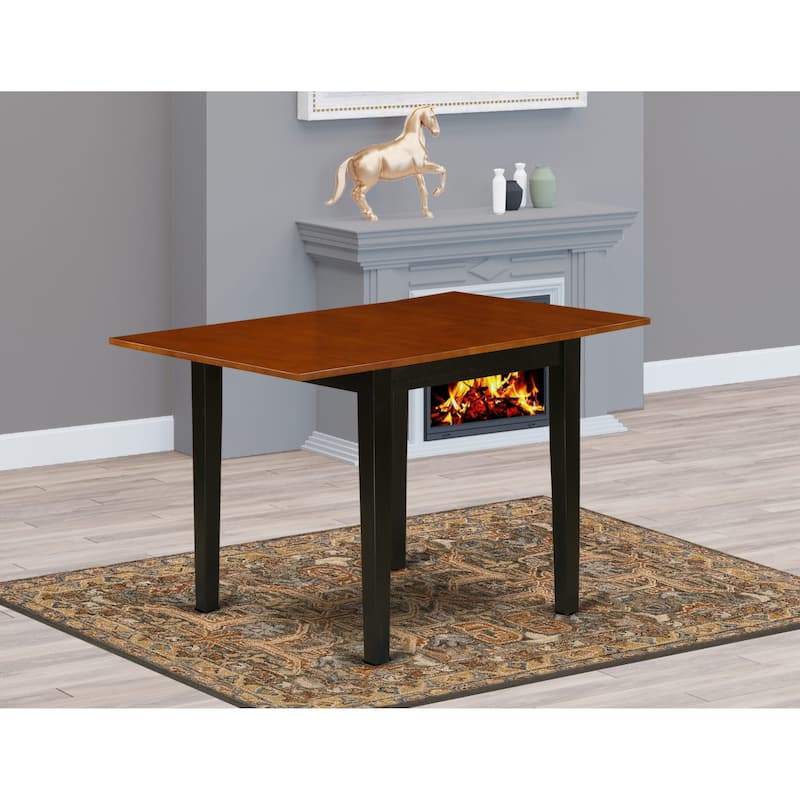 East West Furniture Modern Dining Table - a Rectangle Kitchen Table Top with Dropleaf & Stylish Legs (Finish Color Options)